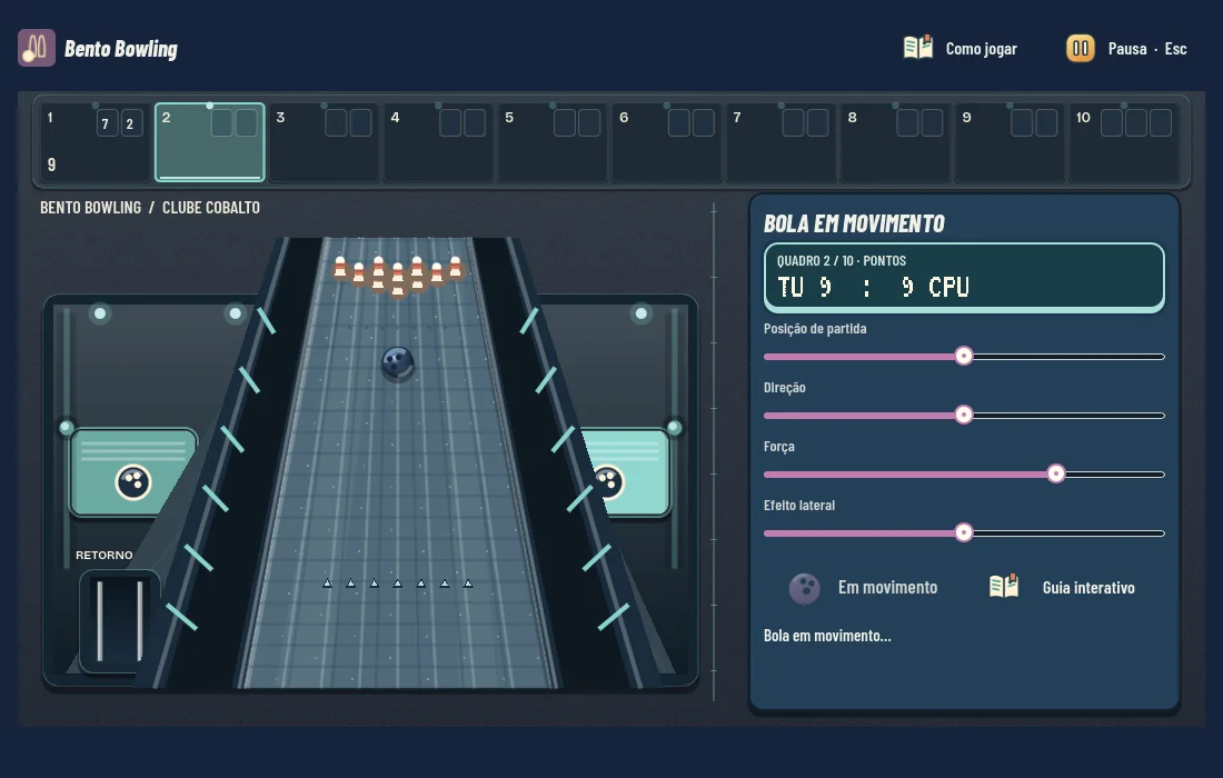 Uma partida de Bento Bowling